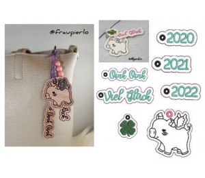 Stickdatei ITH - Glücksschwein Schwein Anhänger bis 2026